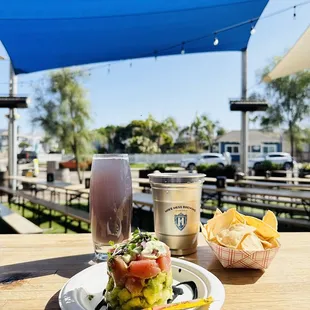 a plate of food and a drink