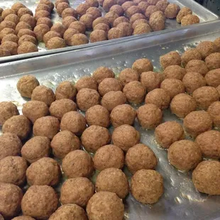 wo trays of meatballs