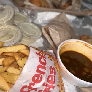 Pollo Loco &amp; Birria empanadas with fries