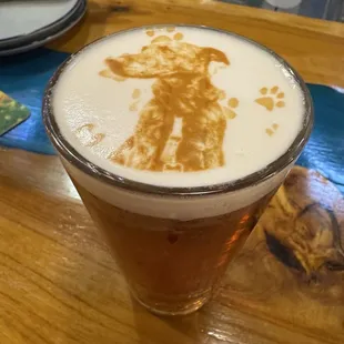 Our dog (Ellie) printed on a Speckled Hen Nitro Beer!