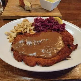 Pork schnitzel dinner