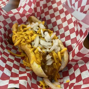 Chili cheese dog.