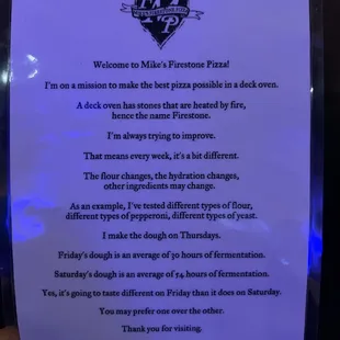 Welcome Menu by Owner