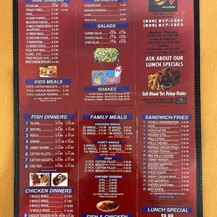 Restaurant menu