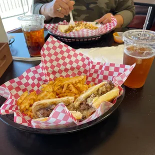 Philly steak and pulled pork potato!