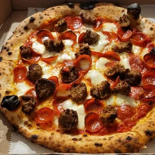 Pepperoni, meatball, and extra cheese.