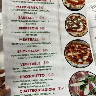 pizza, menu