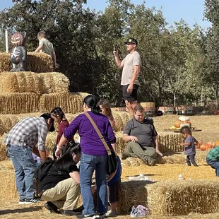 Giant pyramid and corn pit. You can reach so far down in the corn. It's fun to jump off of the pyramid!