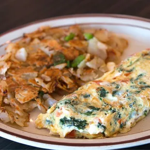 Greek omelette with home fries