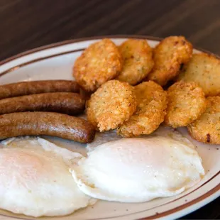 Two Eggs with sausage and mini hash browns