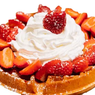 Belgian Waffle Fresh Strawberries and Cream