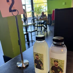 Left side - Watermelon lemonade Right side - Peach lemonade
