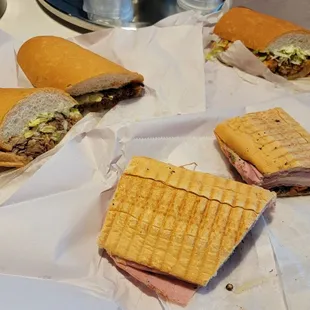 Left to right: Roast beef, Muffaletta, Fried Shrimp
