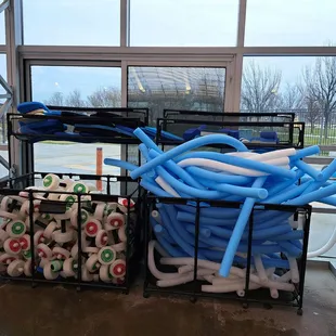 Pool noodles and weights for water fitness classes
