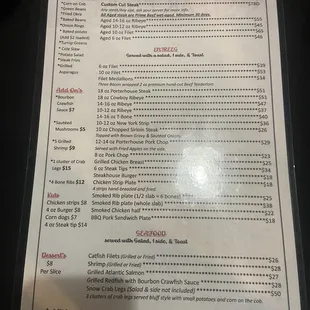 The menu