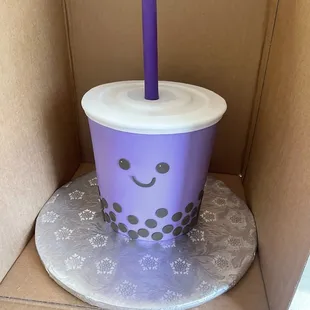 My daughter wanted a boba/bubble tea themed party and her favorite color is purple. I sent a sample picture and this cake is perfect.