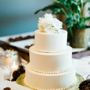 Our simple yet elegant wedding cake.