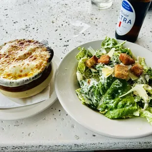 French onion soup &amp; a small Caesar salad