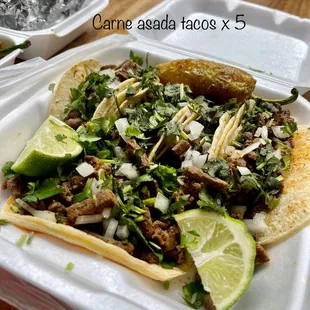 Carne Asada Tacos x 5