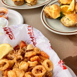 POTATO SKINS stuffed with seafood...  MUSHROOM CAPS stuffed with crab imperial  FRIED CALAMARI