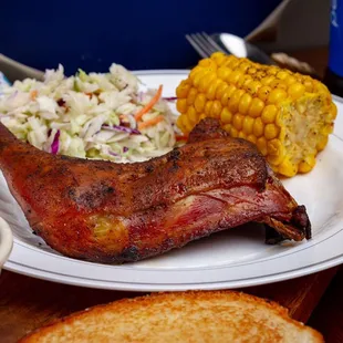 Leg Quarter Plate with two sides and BBQ Toast