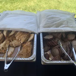 two trays of food