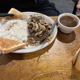 Hamburger Steak w/mushrooms and onions.