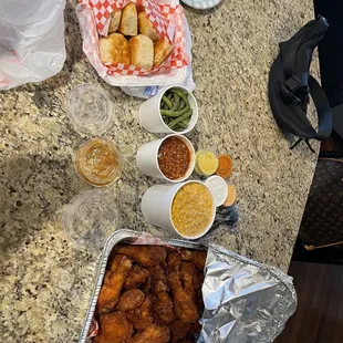 Family platter with corn, beans and greeen beans