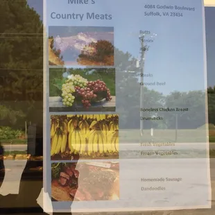 a menu in a window