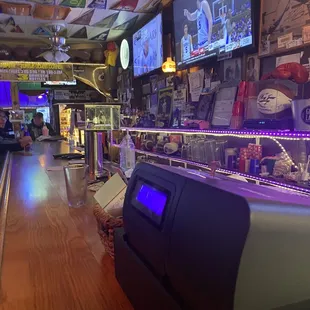 the inside of a sports bar