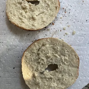 Inside everything bagel. Ate it with plenty of cream cheese.