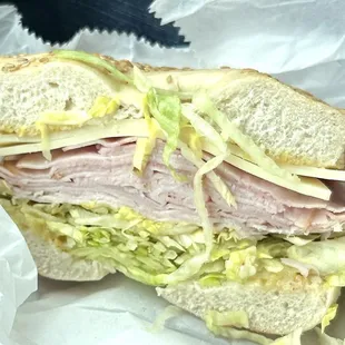 Black Forest Ham, provolone on sesame bagel