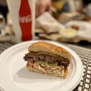 a hamburger on a plate
