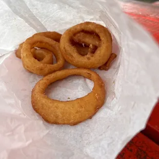 Onion rings were ok good