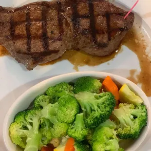 Steak with Steamed vegetables It was cooked perfect the steak and veggies