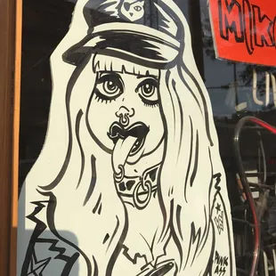 a drawing of a woman smoking a cigarette