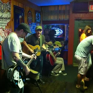 a group of people playing music