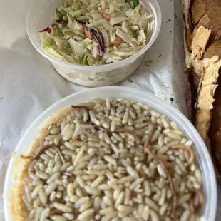 Cole slaw (small) &amp; Rice Pilaf (small)