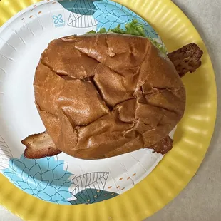 Here is Mike's Grill's famous 'Hanford Burger' in all its radiant glory. Can you believe how big those pieces of bacon are?