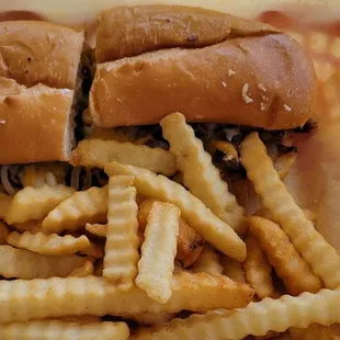Philly cheese steak with fries