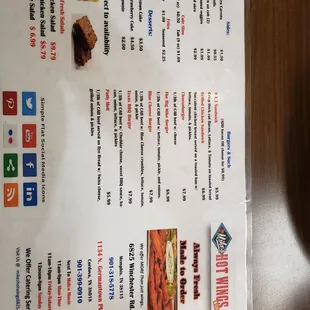 menu