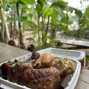 Huli Chicken with rice, and Mac salad