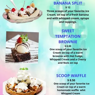 a variety of desserts