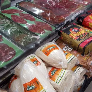 a variety of meats on display