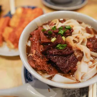 Beef Brisket Noodle Soup with flat noodles