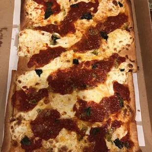 Grandma pie.  Fresh mozz an garlic!