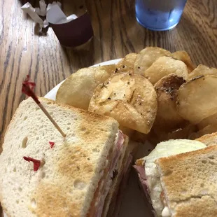 Ham &amp; Turkey Club with Hot Chips!!!
