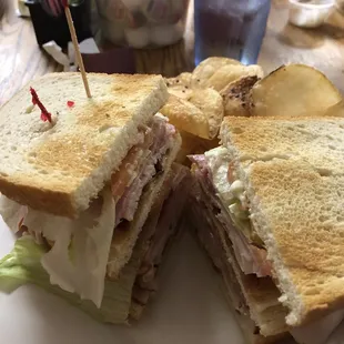 Ham &amp; Turkey Club with Hot Chips!!!
