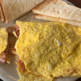 an omelet and toast
