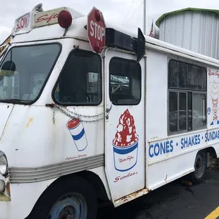 A Mr softy ice cream truck you can eat in